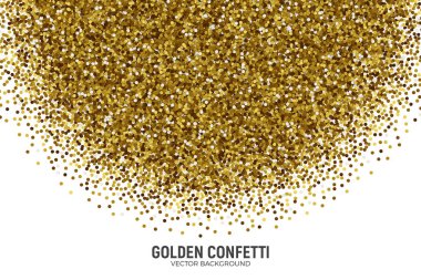 Vektör dağınık altın konfeti beyaz arka plan