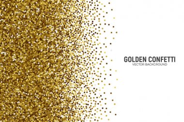Vektör dağınık altın konfeti beyaz arka plan