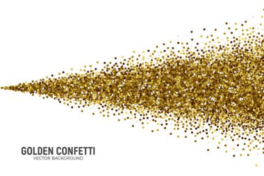 Vektör dağınık altın konfeti beyaz arka plan