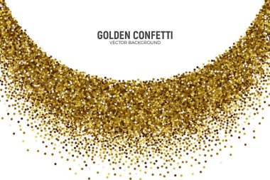 Vektör dağınık altın konfeti beyaz arka plan