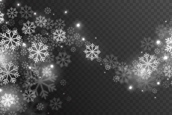 Efecto de nieve cayendo magia vectorial 3D — Vector de stock