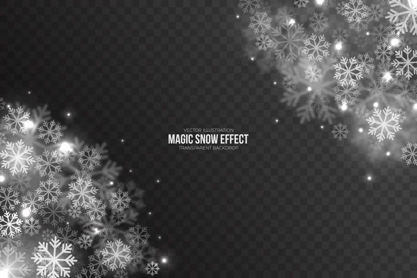 Efeito de neve de queda mágica de vetor 3D — Vetor de Stock