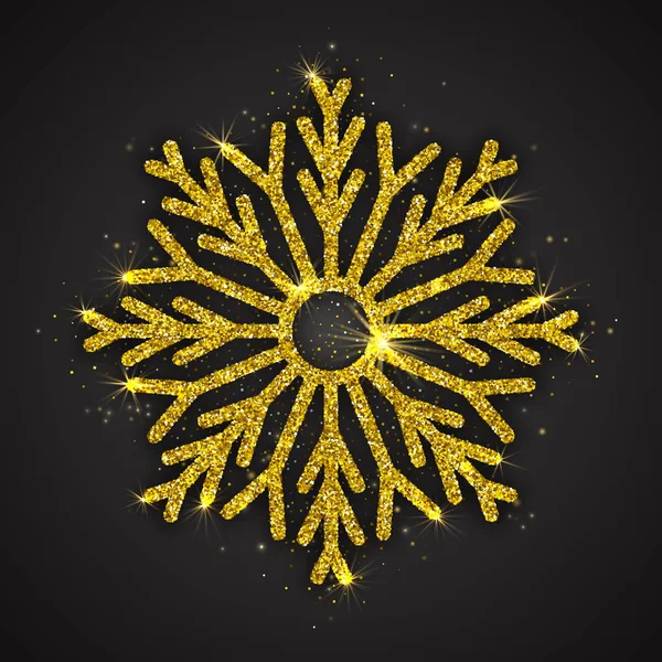 ベクター黄金輝く雪の結晶 — ストックベクタ