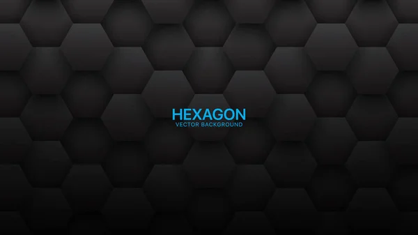 Vector 3D Hexagon Tech Estructura Abstracto Fondo Negro — Archivo Imágenes Vectoriales