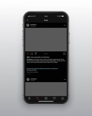 Vektör Tasarım Şablonu Fotoğraf Paylaşım Mobil Uygulaması Ui Ux Karanlık Kip