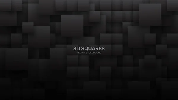 Conceptuele 3D-vector Vierkante blokken van verschillende grootte Technologische Donkergrijze abstracte achtergrond — Stockvector
