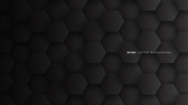 Dunkelgrau 3D-Vektor-Hexagon-Technologie abstrakter Hintergrund — Stockvektor