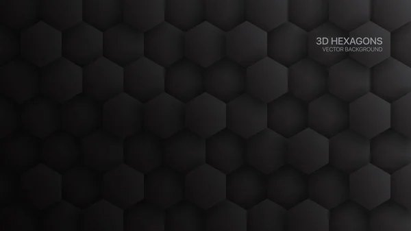 3D Vector Hexagon Pattern Dark Gray Abstract Background — Stock Vector