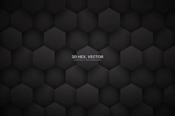 Gris oscuro 3D Vector Tech Bloques hexagonales Patrón Fondo abstracto — Vector de stock