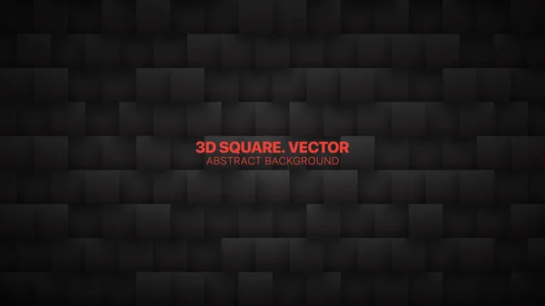 3D vektorové čtvercové bloky vzor technologický tmavý režim abstraktní pozadí — Stockový vektor