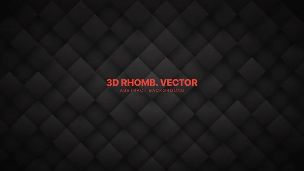 3D Vector Rhombus Blocks Grid Technological Dark Gray Abstract Background — Stock vektor