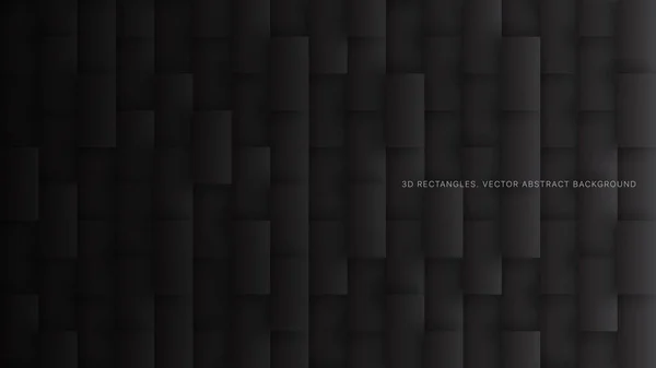 Modello rettangoli vettoriali 3D Sfondo astratto grigio scuro semplice — Vettoriale Stock