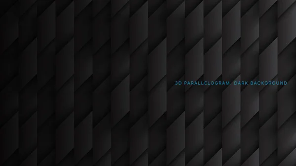 Parallelogram Blocks Conceptual Tech 3D Vector Black Abstract Background — Stock vektor