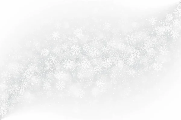 Zamrożone szkło okno efekt z realistyczne płatki śniegu nakładki na światło zmutowane srebrne tło — Zdjęcie stockowe