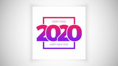 2020 Mutlu Yıllar ve Mutlu Noeller Kutlama Kartı Vektör Tasarım Şablonu Renkli Tipografi Yazısı