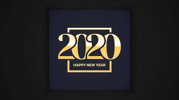 2020 Feliz Año Nuevo Vector Lujo Elegante Plantilla de diseño de tarjeta de felicitación clásica con inscripción de tipografía dorada — Archivo Imágenes Vectoriales