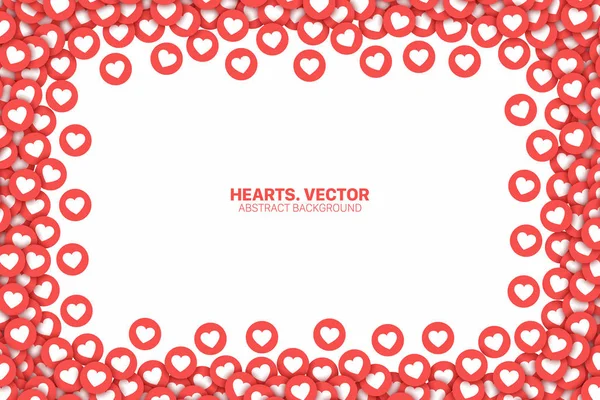 Cadre d'icônes plates rouges de coeurs vectoriels isolé sur fond blanc — Image vectorielle