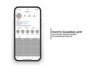 Instagram Vektör Tasarım Şablonu Fotoğraf Paylaşım Mobil Uygulaması Ui Ux Konsept Işık Kipi