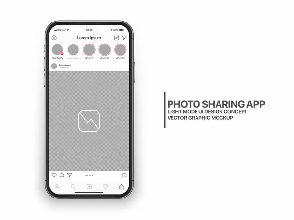 Vektör Instagram Tasarım Şablonu Fotoğraf Paylaşım Mobil Uygulaması Ui Ux Konsept Işık Kipi