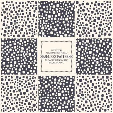 Set Of Vector Abstract Dotted Scandinavian Style Seamless Patterns