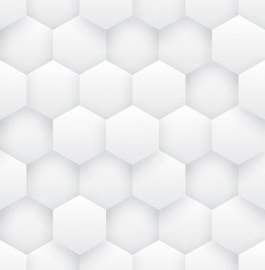 3D Vector Hexagons White Abstract Seamless Pattern