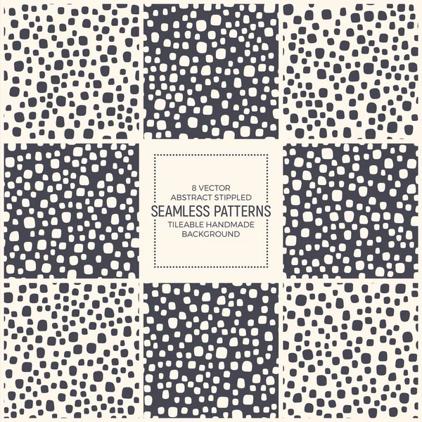 Set Of Vector Abstract Dotted Scandinavian Style Seamless Patterns — Stockvektor