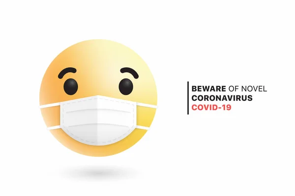 Emoji moderno del vettore 3D con la maschera chirurgica della bocca medica per l'illustrazione dei social media — Vettoriale Stock