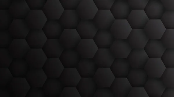 3D hexágonos padrão tecnologia cinza escuro minimalista preto abstrato fundo — Fotografia de Stock