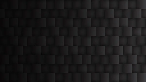 Preto renderizado 3D quadrado blocos padrão tecnologia cinza escuro abstrato fundo — Fotografia de Stock