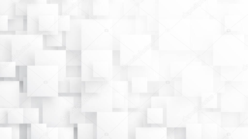 Rendered 3D Different Size Squares Technology Minimalist White Conceptual Abstract Background