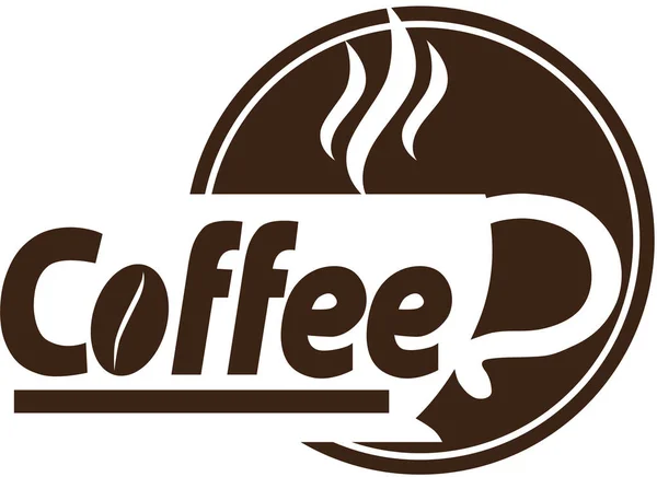 一个简单的咖啡标志与一杯热咖啡 — 图库矢量图片