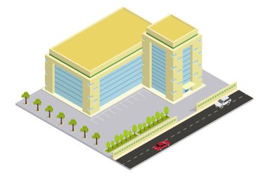 vektör isometrik otel, daire veya gökdelen binası