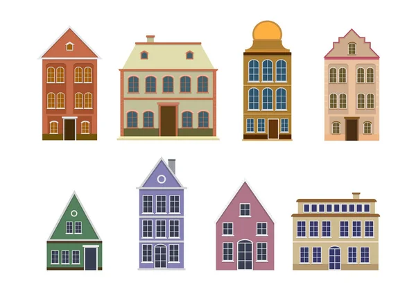 Aantal Europese kleurrijke oude huizen — Stockvector