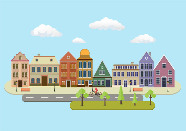 old town street landscape.