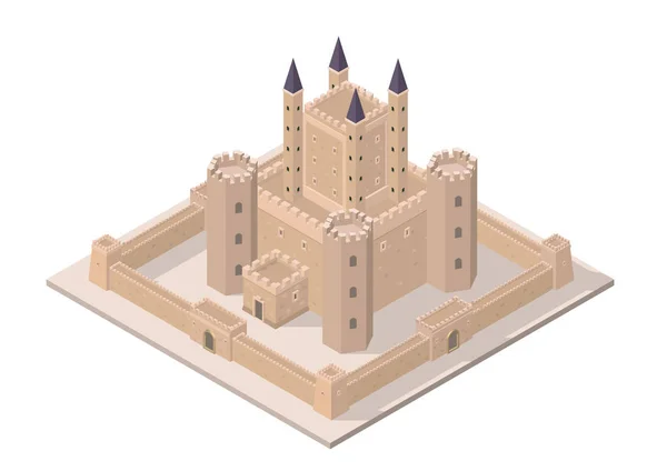 Castillo medieval isométrico vectorial — Archivo Imágenes Vectoriales