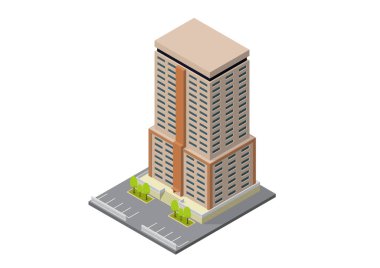 vector isometric hotel, apartment, school, or skyscraper building