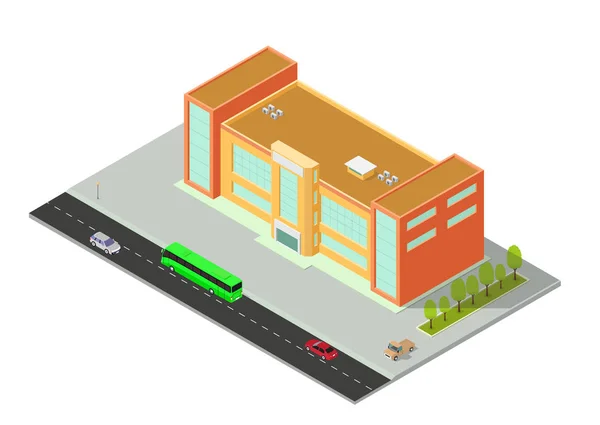 Vetor isométrico hotel, apartamento, escola ou arranha-céus —  Vetores de Stock