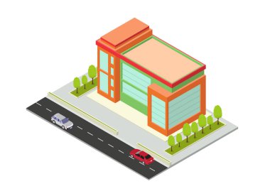 vector isometric hotel, apartment, school, or skyscraper building