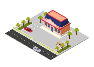 vector isometric shopping mall building