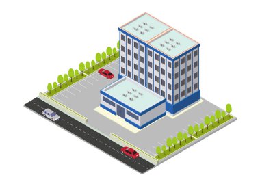 vektör isometrik otel, daire veya gökdelen binası