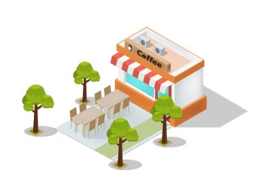 vektör isometrik kafe dükkanı