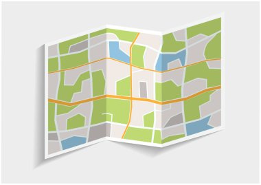 Katlanmış şehir haritası. 3d illüstrasyon