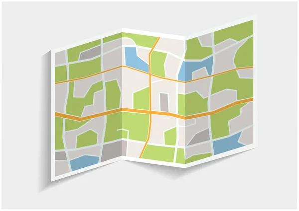 街の地図を折った3Dイラスト — ストックベクタ