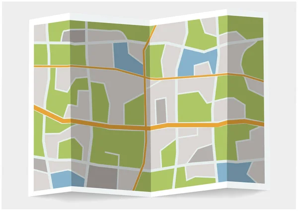 Πτυσσόμενος χάρτης της πόλης. 3D εικονογράφηση — Διανυσματικό Αρχείο