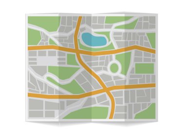 Katlanmış şehir haritası. 3d illüstrasyon