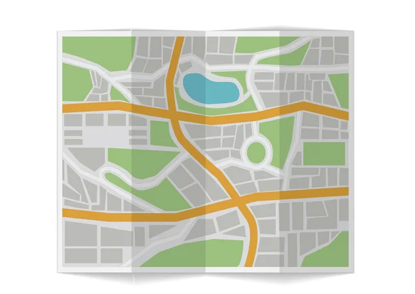 Folded city map. 3d illustration — Stock Vector