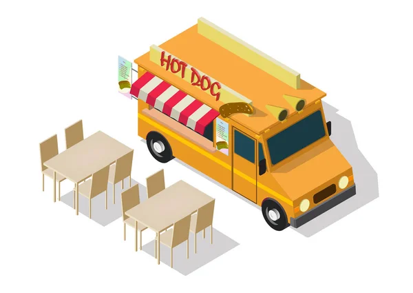 Vektorisometrischer Hot Dog Food Truck — Stockvektor