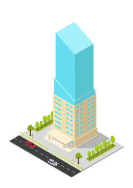 vector isometric hotel, apartment, office, or skyscraper building