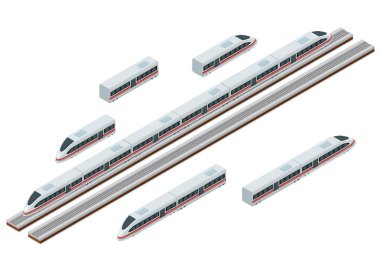 İzometrik tren rayları ve modern yüksek hız treni