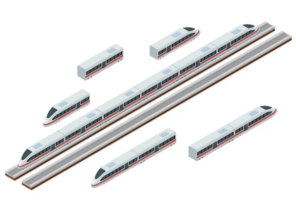 İzometrik tren rayları ve modern yüksek hız treni
